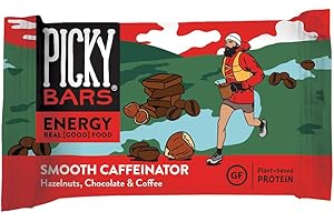 Picky Bars Real Food Energy Bars, Plant Based Protein, All-Natural, Gluten Free, Non-GMO, Non-Dairy, Smooth Caffeinator, Pack of 10