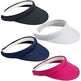 4 Pack Sun Visor Hats Women Men Clip on Cotton Wide Brim Visors Hat Outdoor Sports Golf Beach Travel Tennis Caps