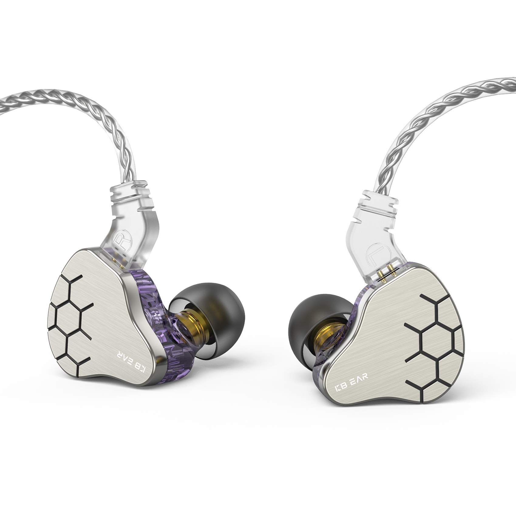 KINBOOFI KBEAR Lark in Ear Monitor 1BA 1DD, Dual Driver HiFi Earbud Headphone with Metal Panel & 2 pin Cable for Musicians Singers, Stereo Sound Wired Earphones (No mic, Purple)