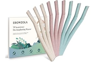 EROWZOLA Dermaplaning Tool, Eyebrow Razors for Women and Men, Eyebrow Trimmer with Precision Cover Facial Shaver, Face Peach Fuzz Hair Removal, Disposable Dermaplane Razor for Face, 9pcs