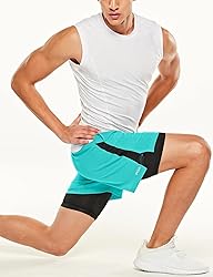 TSLA Men's 2 in 1 Active Running Shorts, Quick Dry