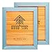 Rustic Wooden Picture Frame 8x10 - Blue Turquoise Set of 2 - Natural Eco Solid Wood and High Definition Real Glass for Wall Mounting and Tabletop Photo Frames
