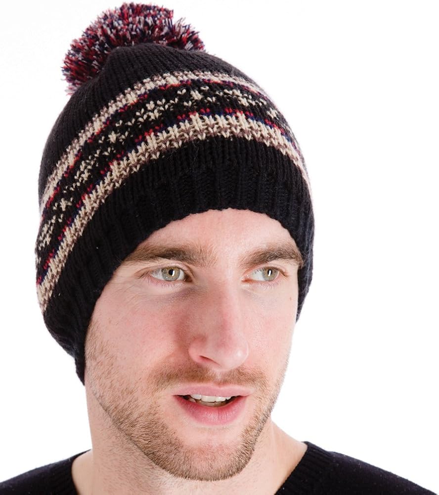 mens black bobble hat
