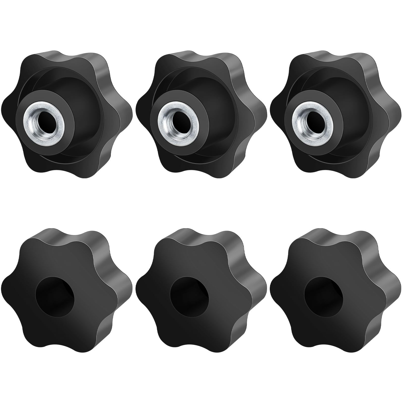 6Pcs M10 Star Clamping Nuts, Jeboler Handle Nuts Diameter 50mm Knobs Grip Plastic Star Nut, Handle Wing Nut Thumb Bolts Thread For Machines And Furniture, Machine Tools, Fitness Equipment