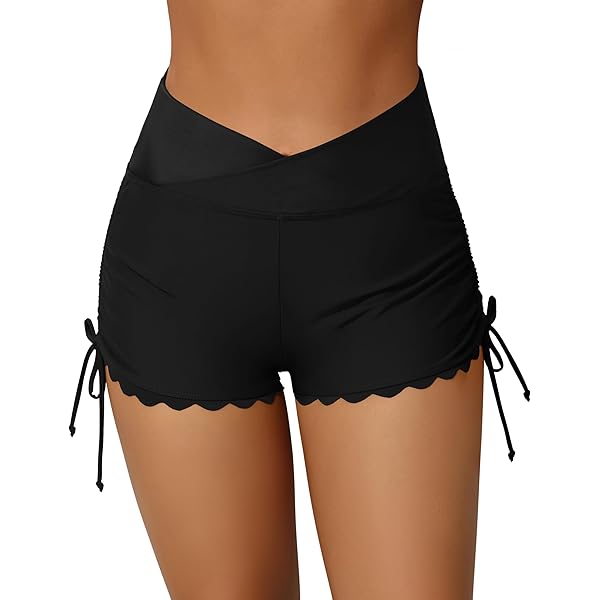 CRZ YOGA Ruched Side Board Shorts for Women - High Waisted