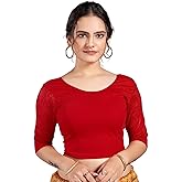 themilestocks Women's Blouses Readymade Gold Stretchable Saree Crop Top Choli Free Size Sparkling