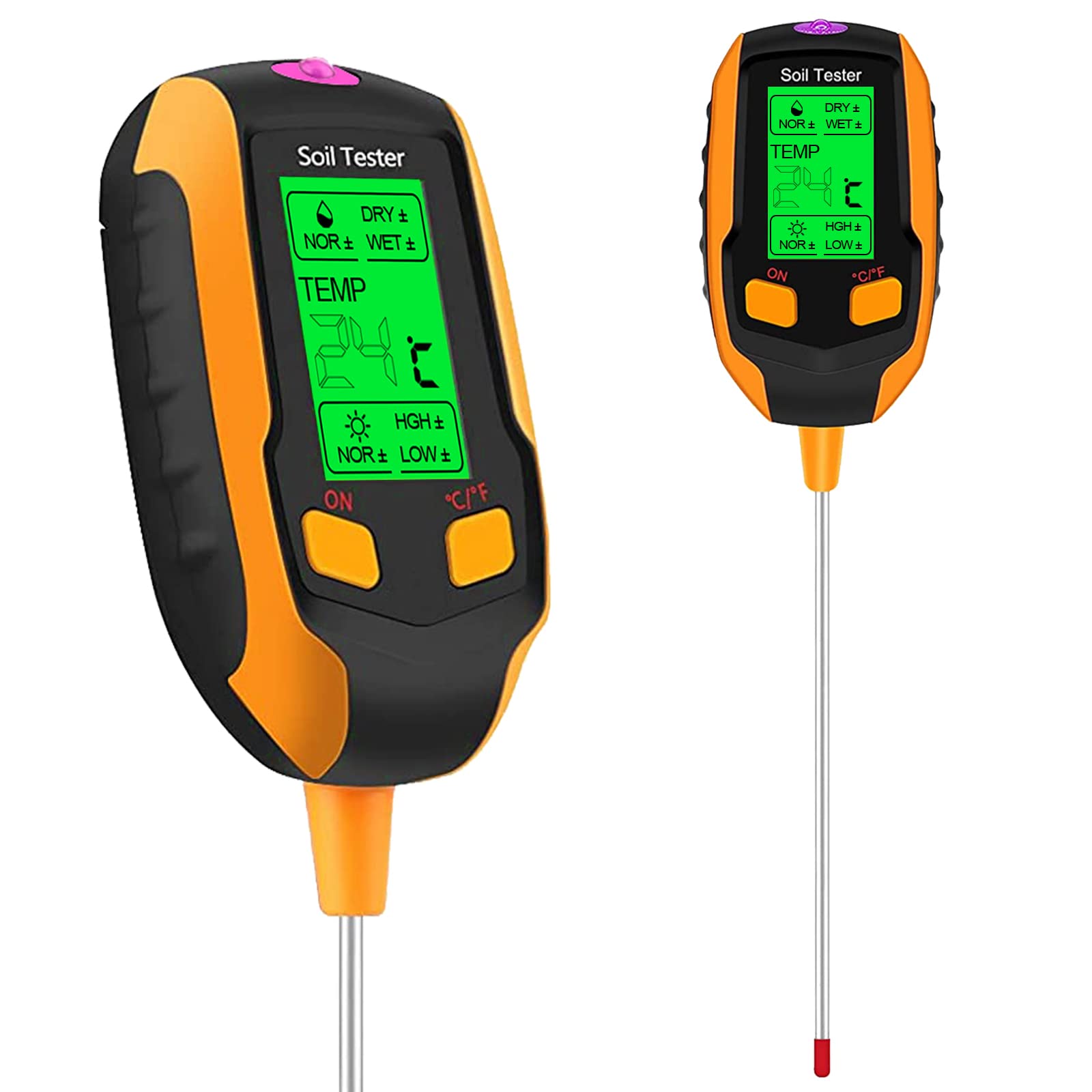 4-in-1 Soil Moisture Meter ,Digital Plant Temperature/Soil Moisture/PH Meter/Sunlight Intensity/Environment Humidity Backlight LCD display Soil Test Meter for Gardening, Farming,and Outdoor Plants