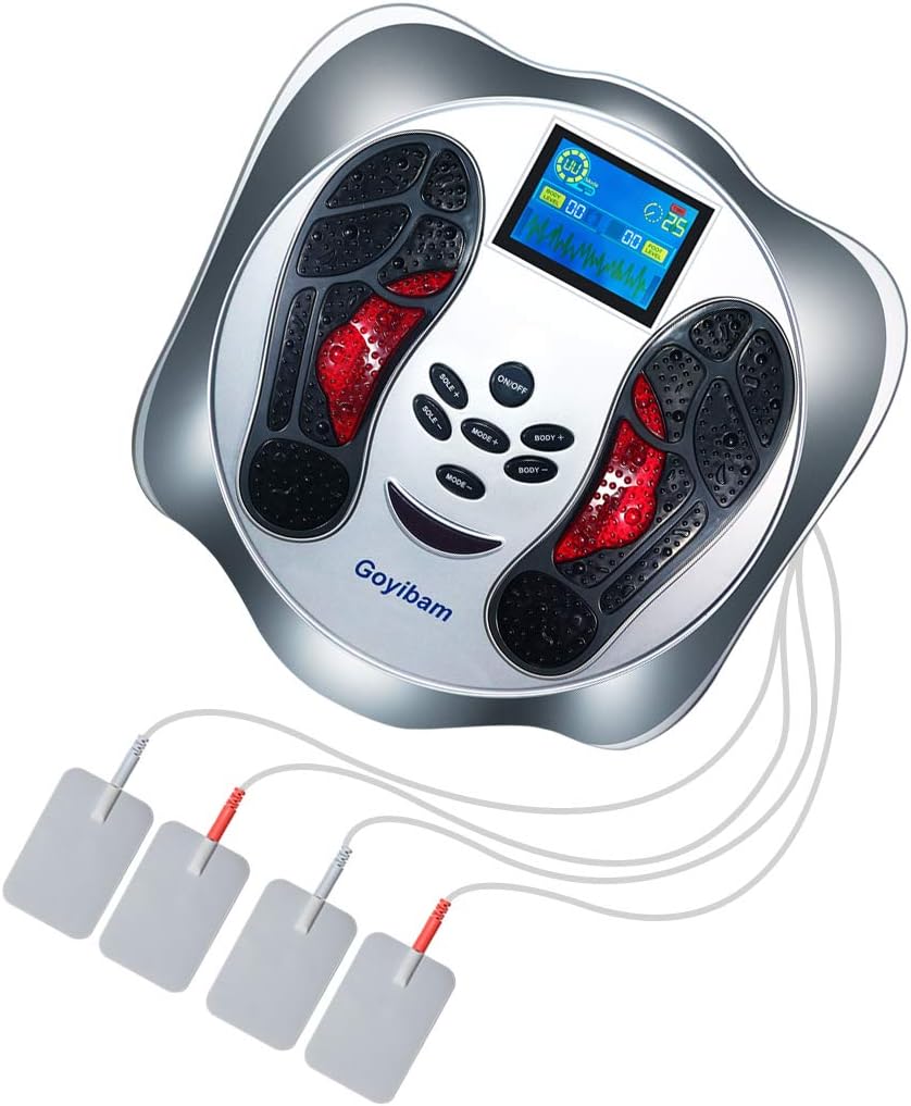 Goyibam Foot Circulation Plus, Medical Foot Massager Machine with 4 Electrode Gel Pads, EMS & TENS Muscle Stimulator - Reduce Legs Soreness and Swelling (Foot Massager): Health & Personal Care