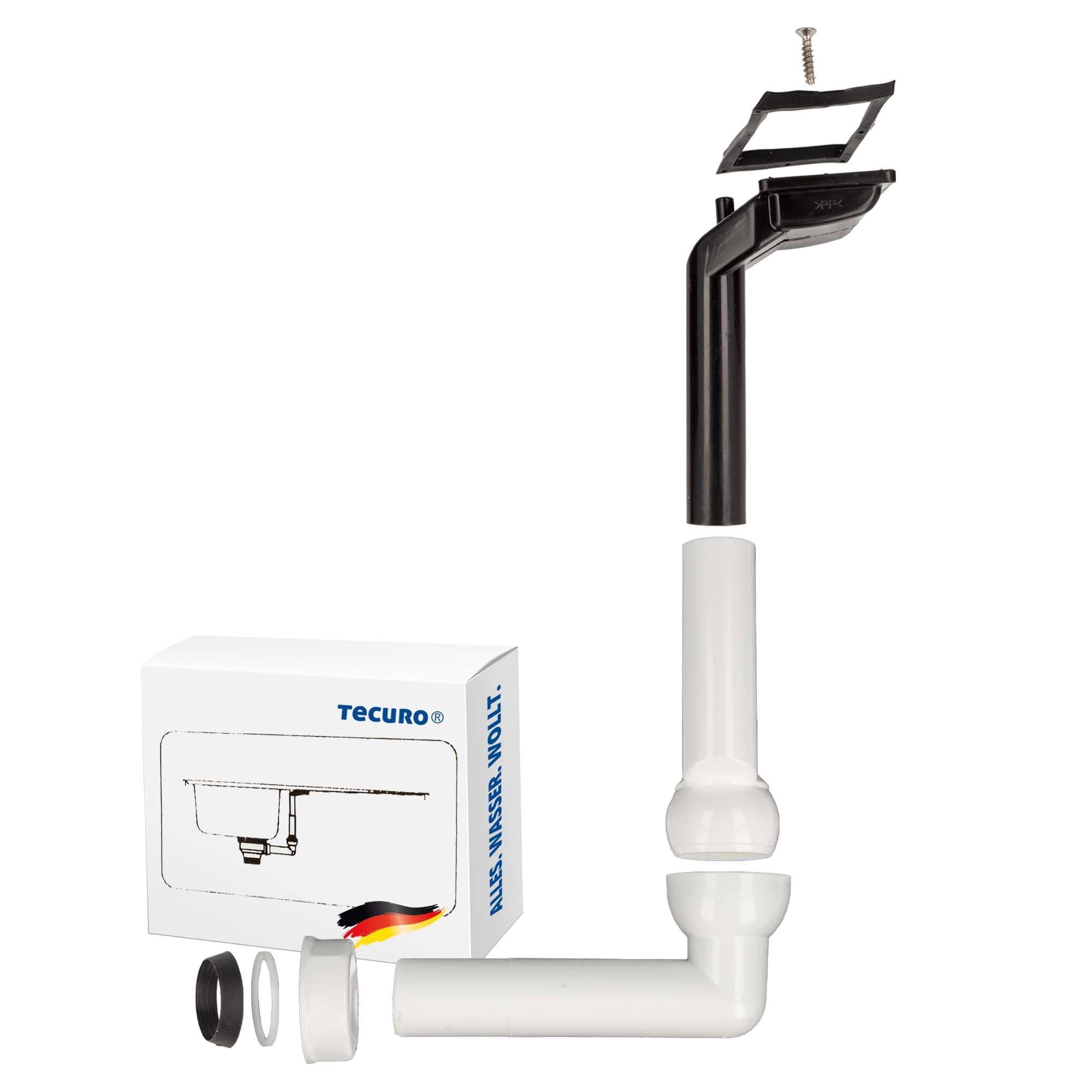 tecuro Sink Overflow Kit, Plastic, for Drainer (Top Drainage, Horizontal Drainage, 1 inch Thread Connection, Made in Germany)