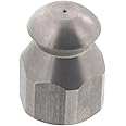 Erie Tools Button Nose 1/4" Drain Cleaning Nozzle 3.0 Orifice 5500 PSI Stainless Steel for Sewer Pipe Water Jetter