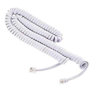 Phone Cord for Landline Phone &ndash; Tangle-Free, Curly Telephones Land Line Cord &ndash; Easy to Use + Excellent Sound Quality &ndash; Phone Cords for Landline in Home or Office (15ft)