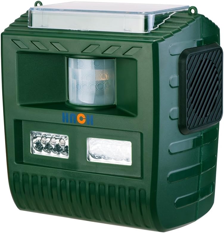 HNCSMILE Electronic Pest Repellent, Scare Cat Dog Deer Bird Rabbit Squirrel Unwanted Animal Away, Solar Recharge, Battery Included, Non Toxic, Great for Garden Outdoor Use