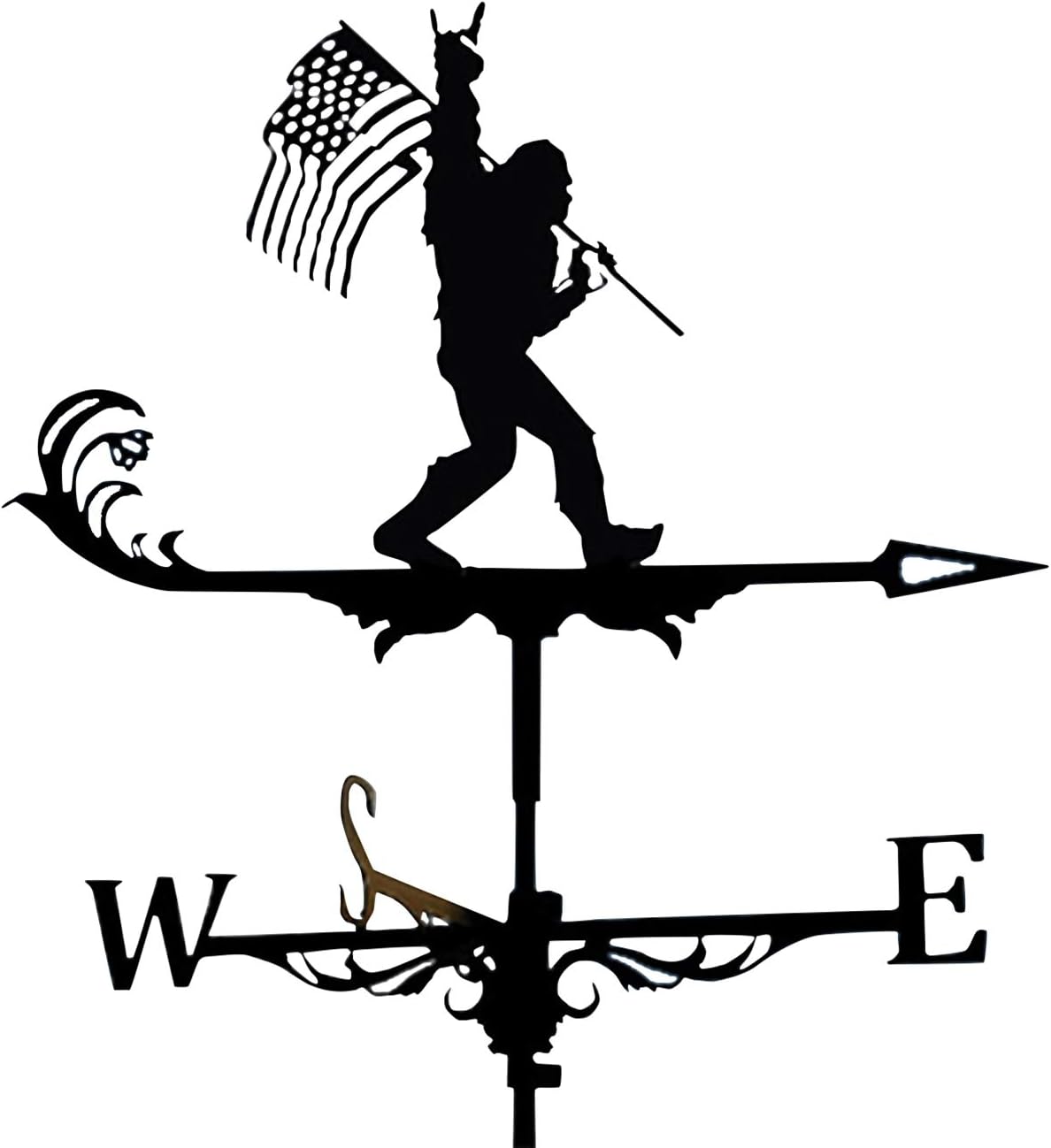 Weathervanes - HXSD Roof Installation of Wind Vane in Farmhouse, Wind Direction Indicator Kit, Outdoor Metal Bracket, Wind Vane, Wind Direction Indicator Paddock Station,American Flag Bigfoot