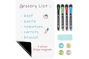TSJ OFFICE Magnetic Dry Erase Whiteboard Sheet - 12 x 8 inches Small Magnet Fridge Message Boards for Kitchen Refrigerator Reminder Sticker, Planner, Grocery List