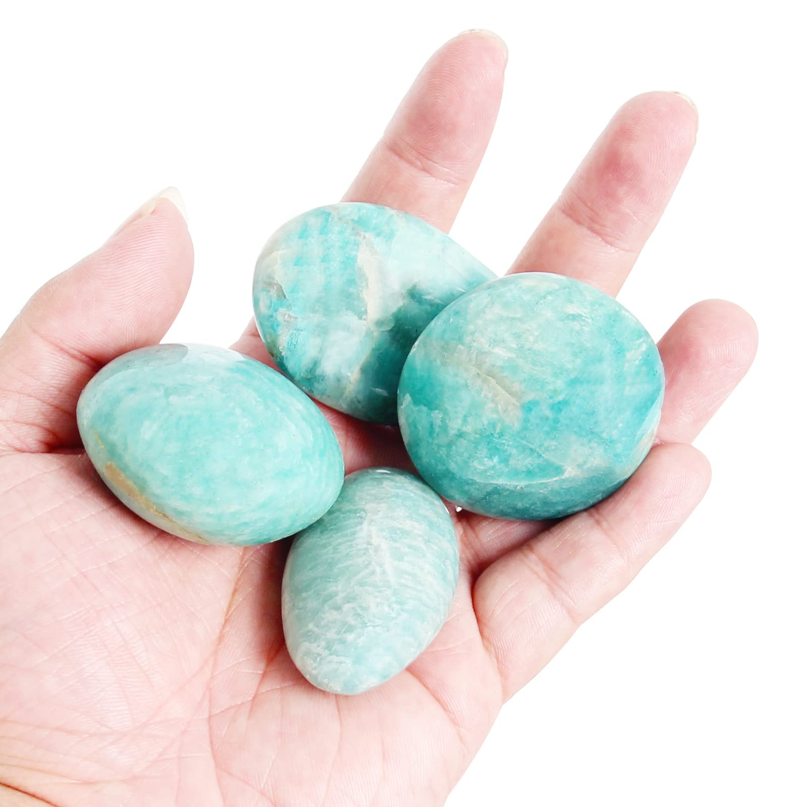 200g Amazonite Tumbled Stones for Wicca, Reiki, and Energy Crystal Healing, Crushed Amazonite Stone Crystal Gemstones for Crafts, Beautiful Package for Gift (Amazonite)