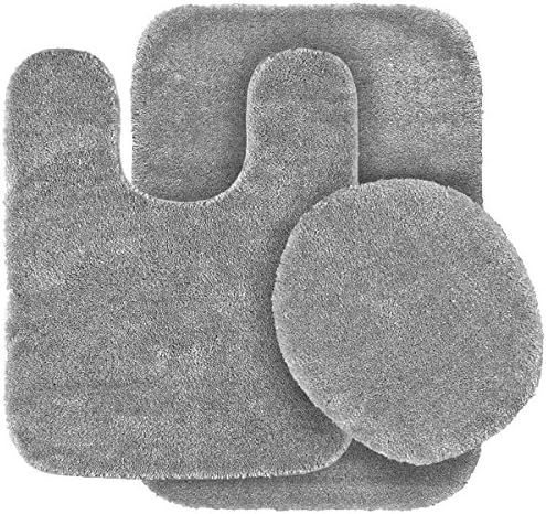 3PC BATHROOM SET BATH MAT COUNTOUR RUG LID COVER PLAIN