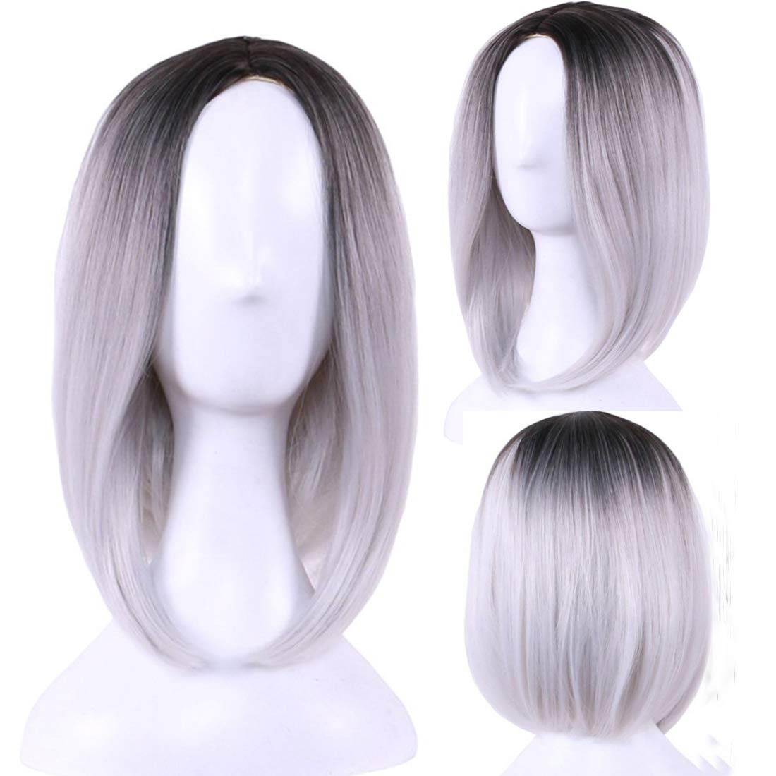 Grey Pengruizhi 12 Blunt Ombre Bob Wig Short Grey Wigs