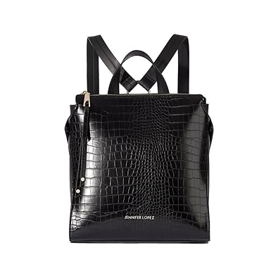 Jennifer Lopez Womens Shoulder Bag (Black Croc)