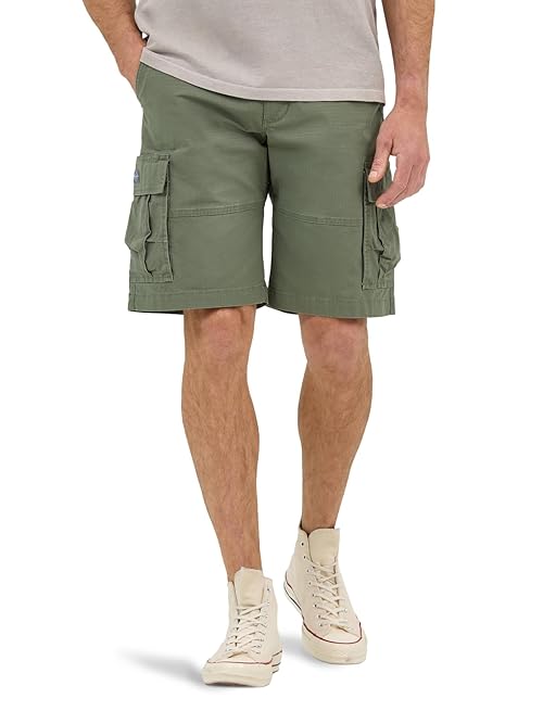 Lee Men's Extreme Motion Carolina Cargo Short, Olive Grove Ripstop, 33