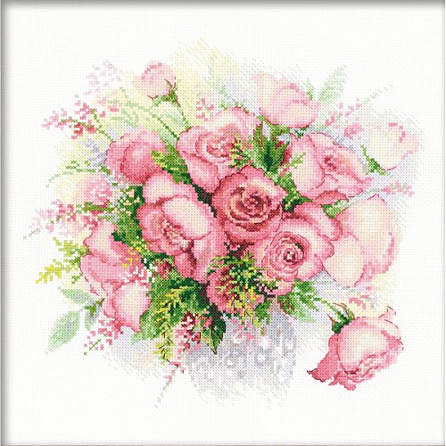Riolis R1335 Counted Cross Stitch Kit, 11.75 by 11.75-Inch, Water Color Roses