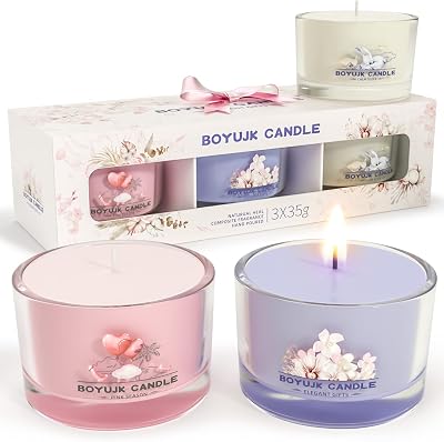 BOYUJK Scented Candles Gift Set for Women 3 Votives Relaxation Sleep