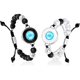 TOTWOO Long Distance Touch Bracelets for Couples, Smart Jewelry for Love | Light up &amp; Vibration Healing Stone Bracelet | Long Distance Relationship Gifts for Girlfriend Bluetooth Pairing Jewelry
