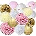 Baby Shower Decor For Girls Birthday Party Decoration Pink Gold White Party Decor Kit Paper Lanterns Paper Star Garland Tissue Paper Pom Poms Wedding Party Decorations Bridal Shower Decorations