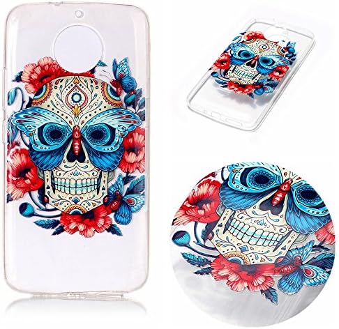 For Motorola Moto G5S Case, Motorola Moto G5S Cover, Ecoway High transparency Anti-scratch Shockproof Fashion TPU Soft Shell Case Protective Cover Cell Phone Case for Motorola Moto G5S - Masked skull