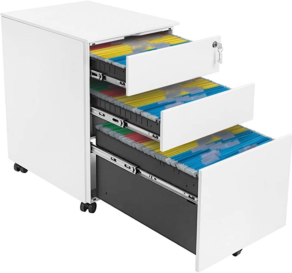 Ootori File Cabinet Office Mobile Filing Cabinet 3 Drawer Locking File Cabinet With 5 Wheels Rugged And Durable File Organizer For Storage Of Everyday Documents White2 Kitchen Dining Dprd Tasikmalayakab Go Id