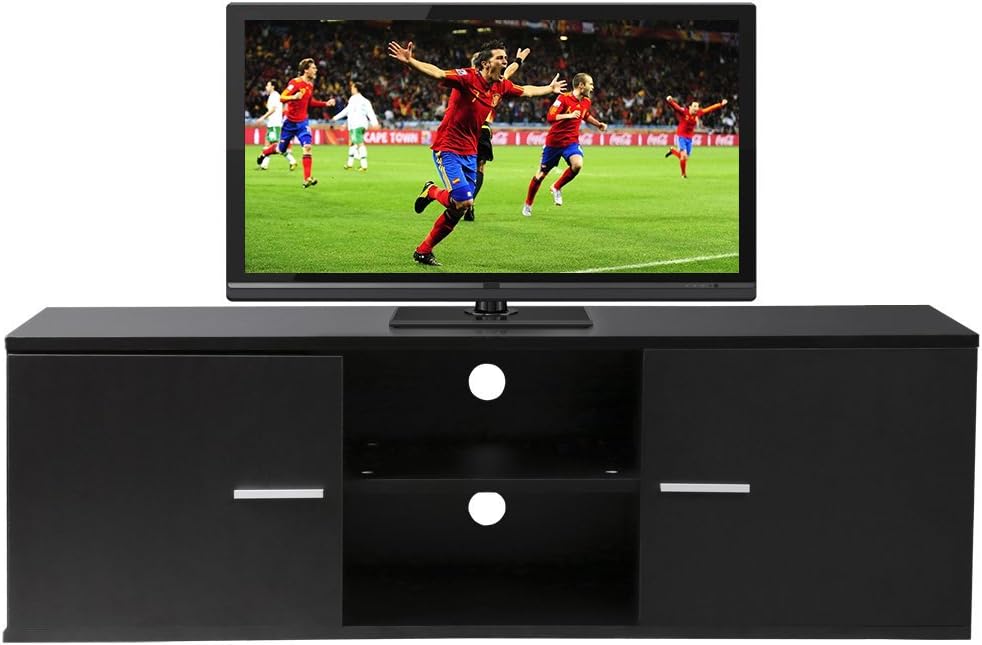 TV Entertainment Center - TV Storage Console Media Cabinet - TV Stand with 2 Storage Bins, for TVs Up To 55"