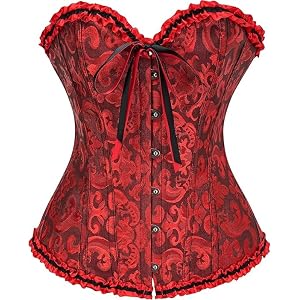 GirlCastle Lace Up Vintage Boned Overbust Corset Bustier Lingerie Bodysuit