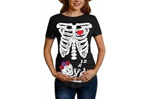 ALIREVERIE Women's Halloween Maternity Short Sleeve Pregnant Shirts S-XXL