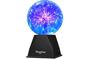Theefun Blue Plasma Ball: 6 Inch Plasma Globe Touch & Sound Sensitive Plasma Ball Lamp Electric Ball Lightning Novelty Light for Parties, Home, Prop, Room Decoration, Christmas Gifts