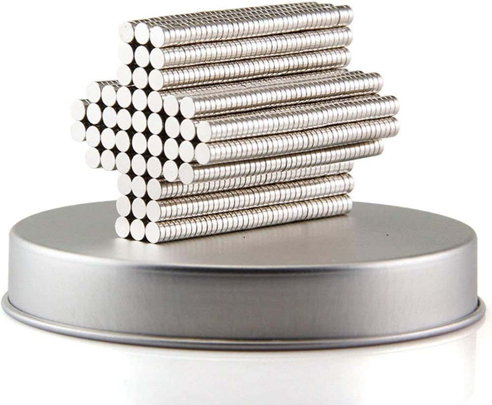 Hmlkeci Small Multi-Use Refrigerator Magnets for Refrigerator, Science, Crafts - Tiny Round Disc, Sliver, 4MM x 1MM, 200Pcs