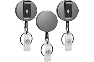 3 Pcs Heavy Duty Badge Reels Retractable Badge Holder, Selizo Metal Retractable Keychain Badge Reel ID with Belt Clip Key Ring for Key Name Card Holder