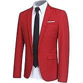 YFFUSHI Men' Slim Fit Casual Blazer One Button Lightweight Suit Jacket Business Party Sport Coat