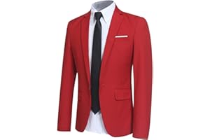 YFFUSHI Men' Slim Fit Casual Blazer One Button Lightweight Suit Jacket Business Party Sport Coat