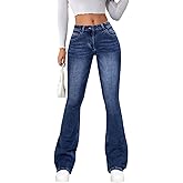 Sexyshine Women's Bell Bottom Jeans Low Rise Bootcut Flare Wide Leg Stretch Fit Long Denim Pants