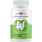 Milk Thistle for Dogs Liver Support, Kidney Health &amp; Detox Support, 120ct | Liver Supplement for Dogs with Silymarin EPA &amp; DHA, Choline &amp; L-Arginine, Supports Kidney Function &amp; Hepatic Health