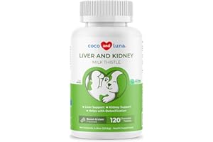COCO AND LUNA Milk Thistle for Dogs - 120 Chewable Tablets - Silymarin - Liver and Kidney Support with EPA & DHA - Detox - Liver Supplement for Dogs with Choline and L-Arginine