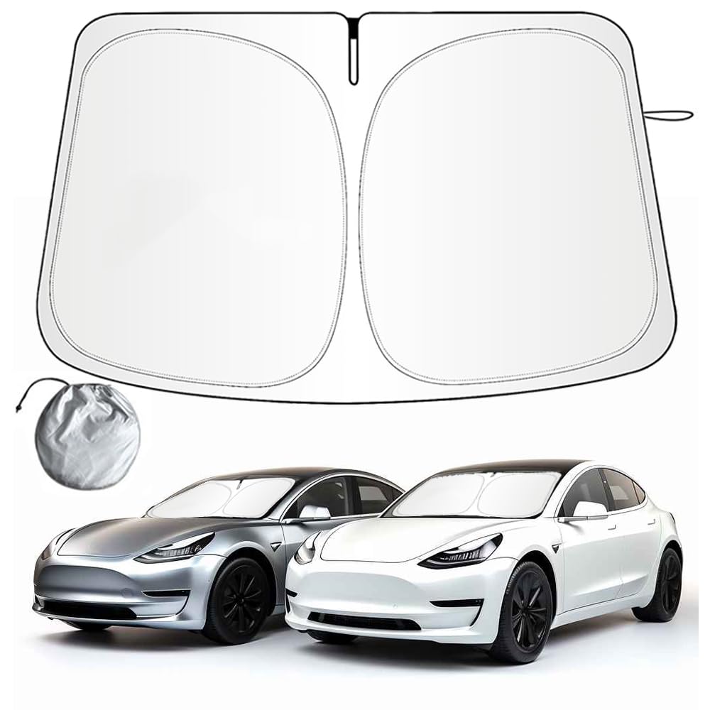 Photo 1 of Suntchen Upgraded Sunshade for Tesla Model Y Model 3 Windshield - Enhanced UV Protection, Durable Metal Frame, Foldable Full-Front Shade - Summer Accessories for Tesla Model 3/Y 2016-2024