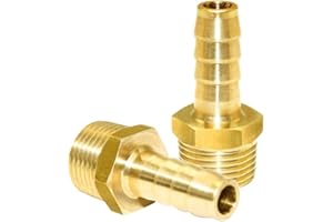 Joywayus Brass Hose Barb Fitting 1/4" Barb x 3/8" NPT Male Water Fuel Air(Pack of 2)