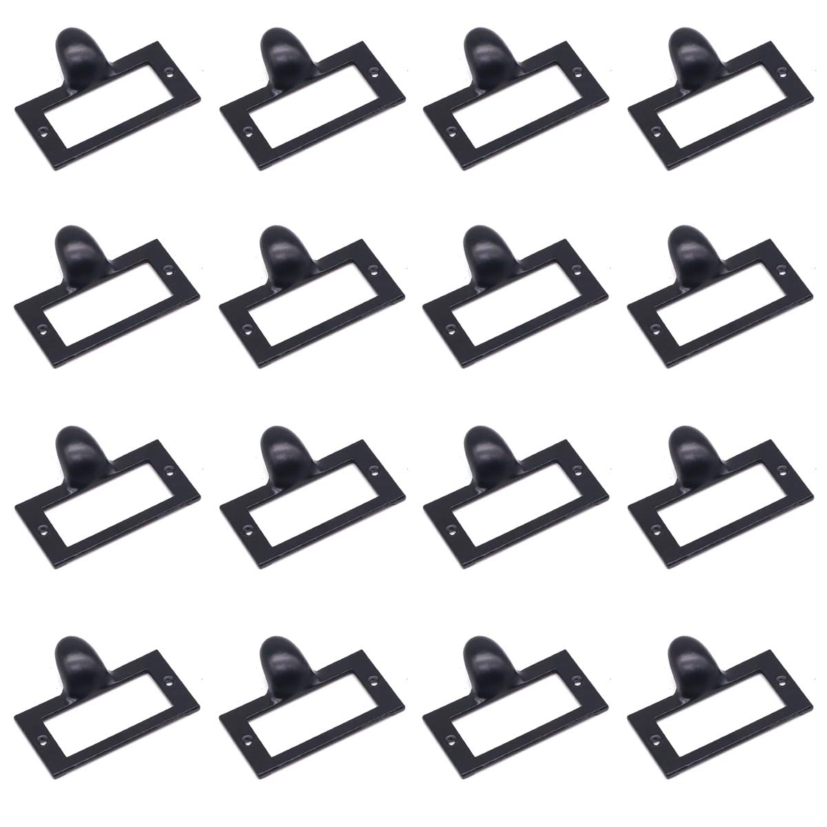 LepoHome 16 Pieces 58x46mm Black Card Holder Drawer Pull/Label Frames Card/Tag Pull/Cabinet Frame Handle/File Name Card Holder for Office Furniture Cupboard Cabinet Drawer Box Case Hardware