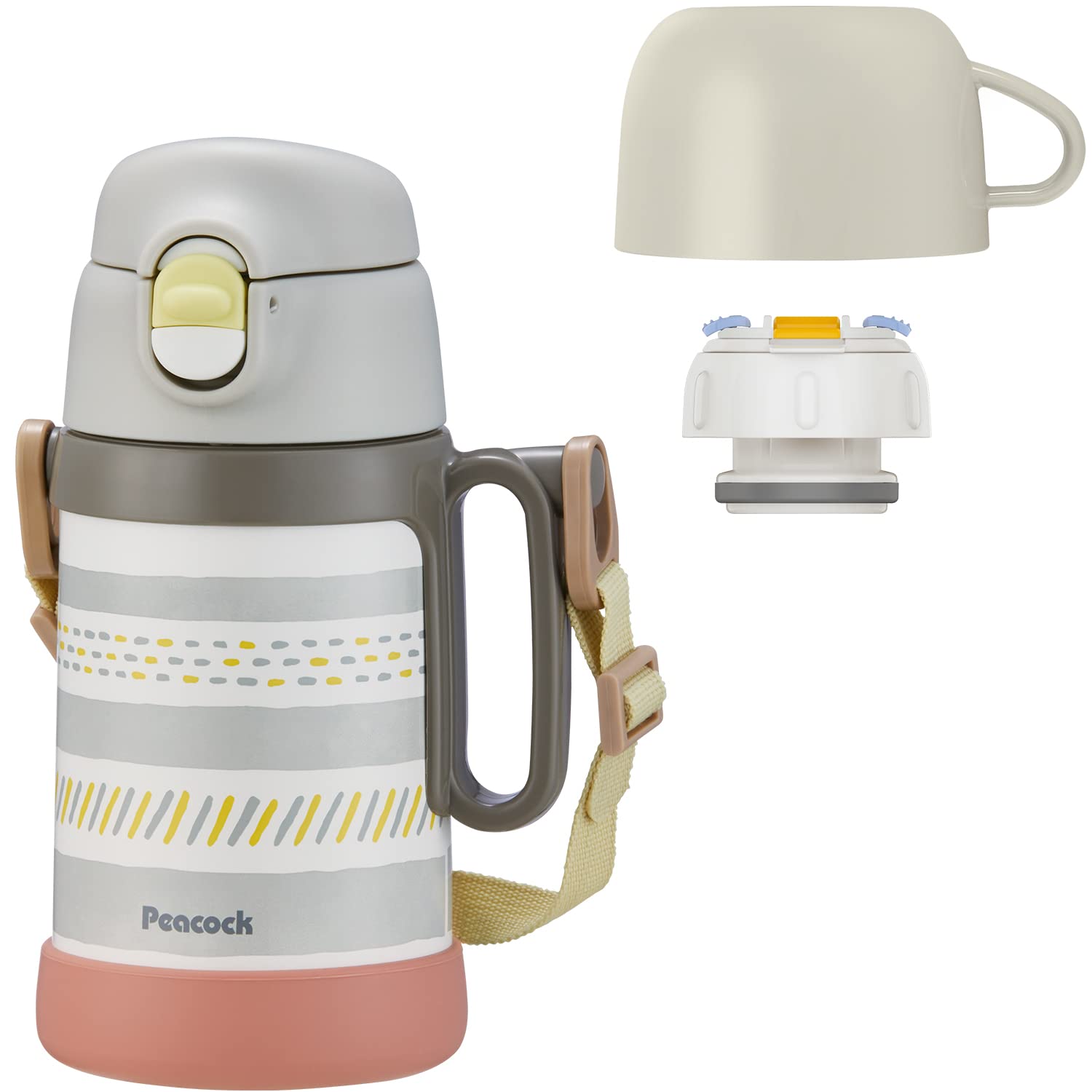 ピーコック魔法瓶工業(The-peacock) ピーコック 水筒 子供 2WAYタイプ グレー 450ml 保冷 保温 直飲み コップ キッズ 幼稚園 ハンドル付 ASN-W50 H商品画像