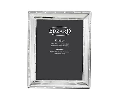 EDZARD Bilderrahmen Rahmen Fotorahmen Melissa für Foto 18 x 24 cm, versilbert, anlaufgeschützt