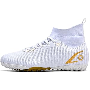 Yireaka Kids High-Top Turf Soccer Shoes for Boys Girls | High-top ankle support design Multi-directional turf studs Breathabl