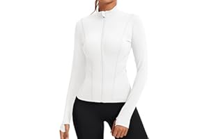 Rapbin Women's Slim Fit Workout Jackets Full Zip Long Sleeve Running Athletic Tops Yoga Shirts with Thumb Holes