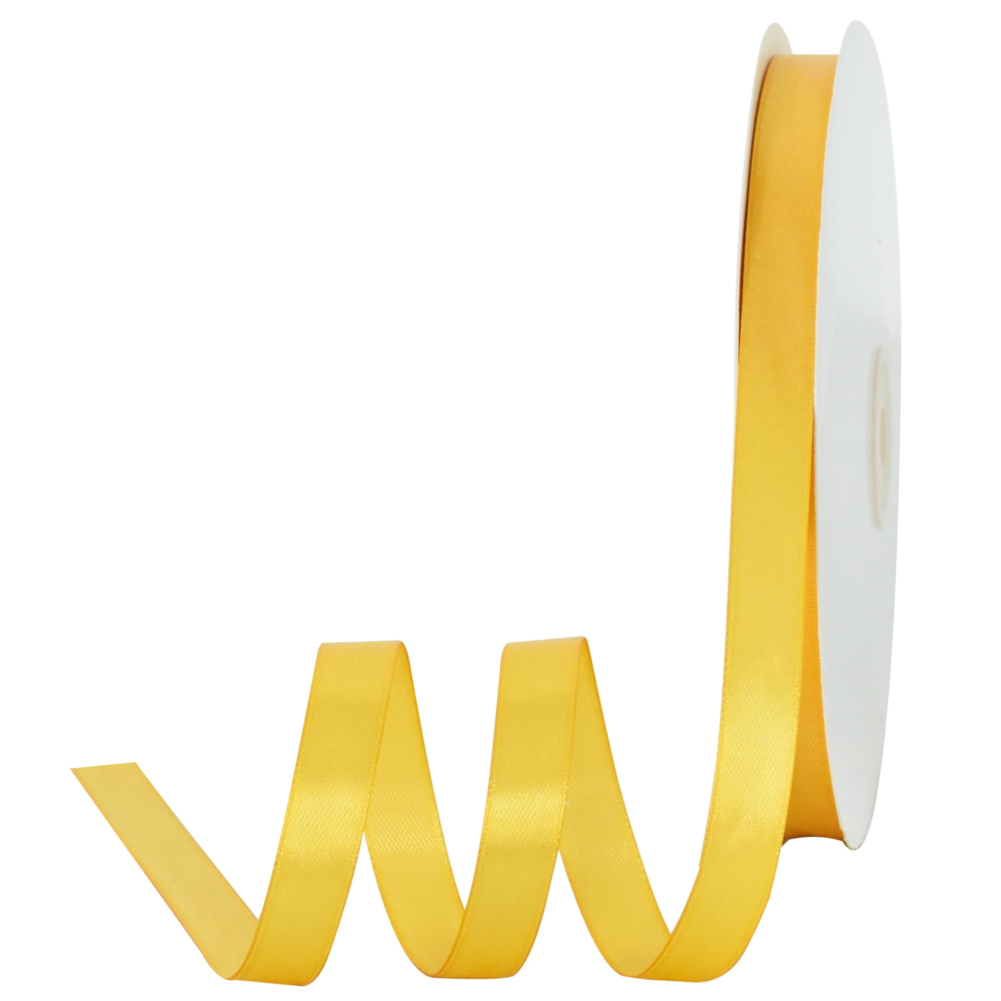 TONIFUL 1/2 Inch x 100yds Yellow Satin Ribbon Thin Solid Fabric Ribbons for Invitation Gift Wrapping, Bows Craft Making, Floral Bouquets, Valentine's Day Wedding Party Decoration — image 1