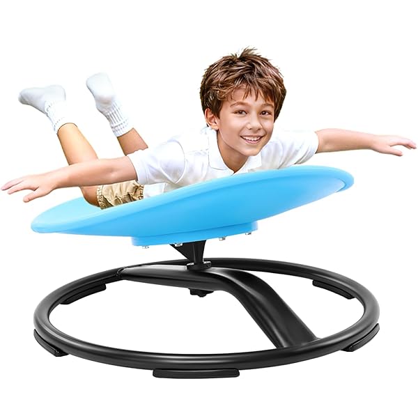 ZHENX SPINNING CHAIR FOR AUTISTIC KIDS (AGES 3-18) – 220LBS CAPACITY SENSORY SWIVEL SEAT – SENSORY TOY FOR TEENS WITH ADHD/AUTISM – SIT AND SPIN CALMING GIFT TO IMPROVE FOCUS & BODY BALANCE (BLUE)