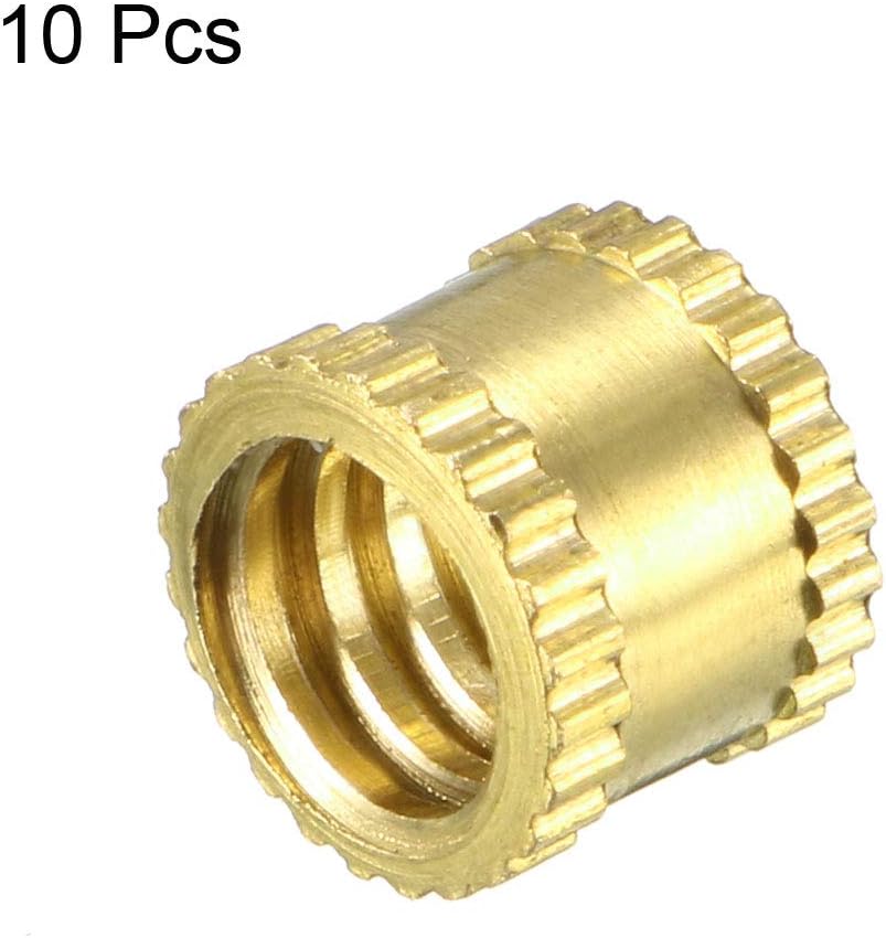sourcing map knurled Insert Nuts - 10Pcs 1/4"-20 Female Thread Brass Threaded Insert Embedment Nut for 3D Printer - Image 4